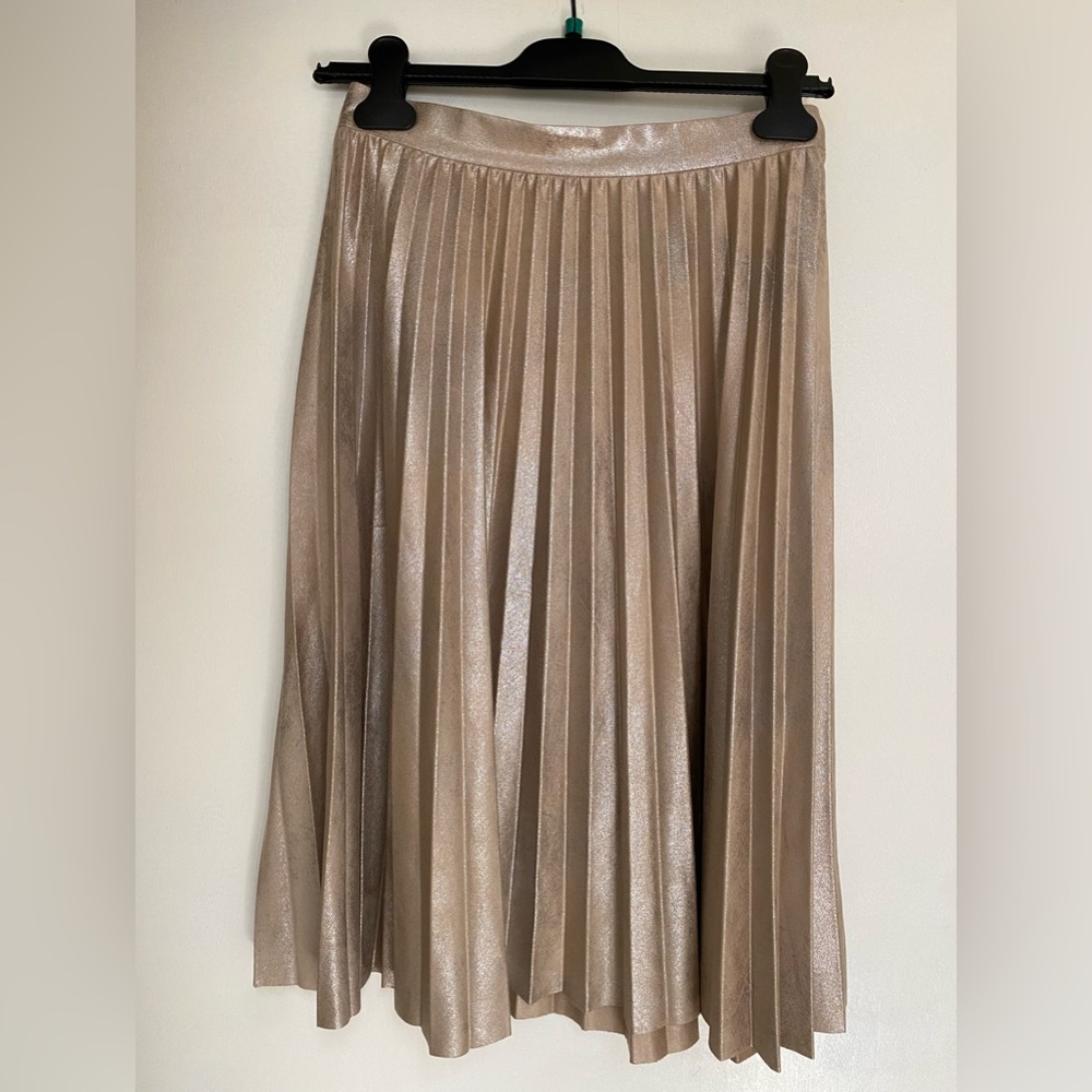 Anthropologie Maeve pleated metallic skirt